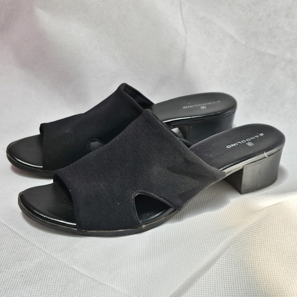 Bandolino Stretch Fabric Open Toe Chunky Heel Slip On Sandals Size 7.5 - Picture 1 of 9